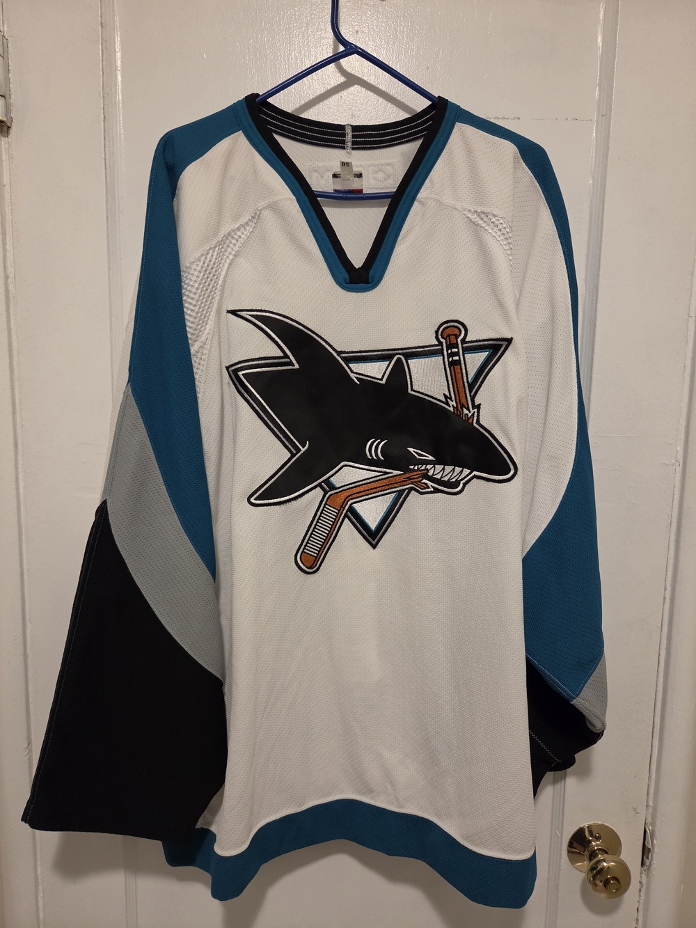 CCM White Teal Black San Jose Sharks Style Hockey Jersey